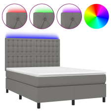 vidaXL sötétszürke szövet rugós és LED-es ágy matraccal 140x200 cm (3135198) ágy és ágykellék