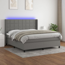 vidaXL sötétszürke szövet rugós és LED-es ágy matraccal 160x200 cm ágy és ágykellék