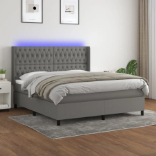 vidaXL sötétszürke szövet rugós és LED-es ágy matraccal 160x200 cm ágy és ágykellék