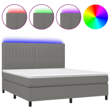 vidaXL sötétszürke szövet rugós és LED-es ágy matraccal 160x200 cm (3135046) ágy és ágykellék