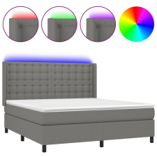 vidaXL sötétszürke szövet rugós és LED-es ágy matraccal 160x200 cm (3138646) ágy és ágykellék