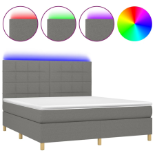 vidaXL sötétszürke szövet rugós és LED-es ágy matraccal 180 x 200 cm (3135454) ágy és ágykellék