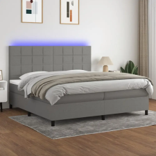 vidaXL sötétszürke szövet rugós és LED-es ágy matraccal 200x200 cm ágy és ágykellék