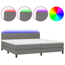 vidaXL sötétszürke szövet rugós és LED-es ágy matraccal 200x200 cm (3133182) ágy és ágykellék