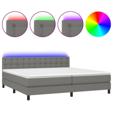 vidaXL sötétszürke szövet rugós és LED-es ágy matraccal 200x200 cm (3133502) ágy és ágykellék