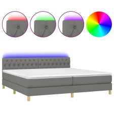 vidaXL sötétszürke szövet rugós és LED-es ágy matraccal 200x200 cm (3133982) ágy és ágykellék