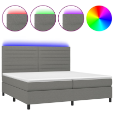 vidaXL sötétszürke szövet rugós és LED-es ágy matraccal 200x200 cm (3134982) ágy és ágykellék