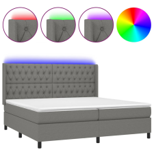 vidaXL sötétszürke szövet rugós és LED-es ágy matraccal 200x200 cm (3138582) ágy és ágykellék