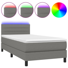 vidaXL sötétszürke szövet rugós és LED-es ágy matraccal 90x190 cm (3133198) ágy és ágykellék