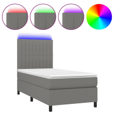 vidaXL sötétszürke szövet rugós és LED-es ágy matraccal 90x190 cm (3134998) ágy és ágykellék