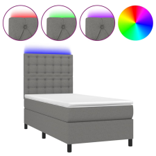 vidaXL sötétszürke szövet rugós és LED-es ágy matraccal 90x190 cm (3135158) ágy és ágykellék