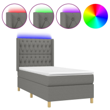vidaXL sötétszürke szövet rugós és LED-es ágy matraccal 90x190 cm (3139078) ágy és ágykellék