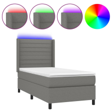 vidaXL sötétszürke szövet rugós és LED-es ágy matraccal 90x200 cm (3138366) ágy és ágykellék
