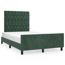 vidaXL sötétzöld bársony ágykeret fejtámlával 120 x 200 cm (3125931) ágy és ágykellék