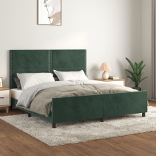vidaXL sötétzöld bársony ágykeret fejtámlával 180 x 200 cm ágy és ágykellék
