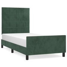 vidaXL sötétzöld bársony ágykeret fejtámlával 90x190 cm (3125730) ágy és ágykellék