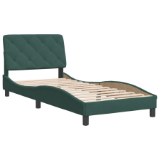 vidaXL sötétzöld bársony ágykeret fejtámlával 90x200 cm (3207902) ágy és ágykellék