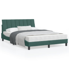 vidaXL Sötétzöld bársony ágykeret LED-világítással 120 x 200 cm ágy és ágykellék