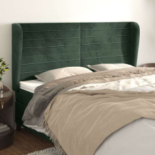 vidaXL sötétzöld bársony fejtámla szárnyakkal 183x23x118/128 cm ágy és ágykellék
