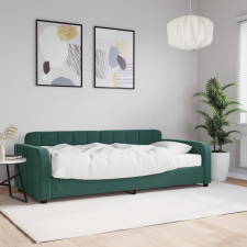vidaXL sötétzöld bársony heverő matraccal 90 x 200 cm ágy és ágykellék