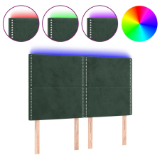 vidaXL sötétzöld bársony LED-es fejtámla 144x5x118/128 cm (3122335) ágy és ágykellék