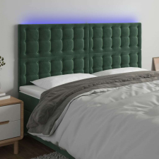 vidaXL sötétzöld bársony LED-es fejtámla 160x5x118/128 cm ágy és ágykellék