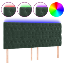 vidaXL sötétzöld bársony LED-es fejtámla 200x7x118/128 cm (3122829) ágy és ágykellék