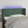 vidaXL sötétzöld bársony LED-es fejtámla 83 x 16 x 78/88 cm
