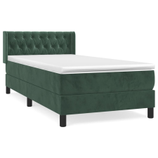 vidaXL sötétzöld bársony rugós ágy matraccal 100 x 200 cm (3131126) ágy és ágykellék