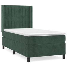 vidaXL sötétzöld bársony rugós ágy matraccal 100 x 200 cm (3132786) ágy és ágykellék