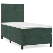 vidaXL sötétzöld bársony rugós ágy matraccal 100 x 200 cm (3142890) ágy és ágykellék