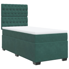 vidaXL sötétzöld bársony rugós ágy matraccal 100 x 200 cm (3290843) ágy és ágykellék