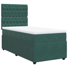 vidaXL sötétzöld bársony rugós ágy matraccal 100 x 200 cm (3292271) ágy és ágykellék