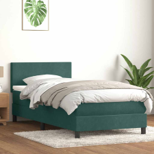 vidaXL sötétzöld bársony rugós ágy matraccal 100x210 cm ágy és ágykellék