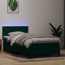 vidaXL sötétzöld bársony rugós ágy matraccal 100x210 cm ágy és ágykellék