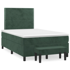 vidaXL sötétzöld bársony rugós ágy matraccal 120 x 200 cm (3137776) ágy és ágykellék
