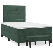 vidaXL sötétzöld bársony rugós ágy matraccal 120 x 200 cm (3137836) ágy és ágykellék