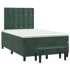 vidaXL sötétzöld bársony rugós ágy matraccal 120x190 cm ágy és ágykellék