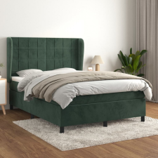 vidaXL sötétzöld bársony rugós ágy matraccal 140x190 cm ágy és ágykellék