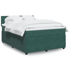 vidaXL sötétzöld bársony rugós ágy matraccal 140x190 cm ágy és ágykellék