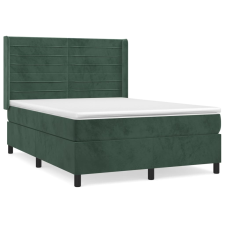 vidaXL sötétzöld bársony rugós ágy matraccal 140x190 cm (3132738) ágy és ágykellék