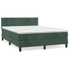 vidaXL sötétzöld bársony rugós ágy matraccal 140x190 cm (3141302) ágy és ágykellék