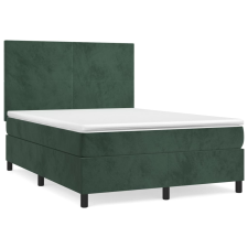 vidaXL sötétzöld bársony rugós ágy matraccal 140x190 cm (3142902) ágy és ágykellék