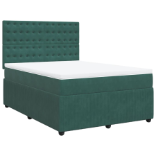 vidaXL sötétzöld bársony rugós ágy matraccal 140x190 cm (3292349) ágy és ágykellék