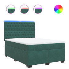 vidaXL sötétzöld bársony rugós ágy matraccal 140x190 cm (3293215) ágy és ágykellék