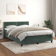 vidaXL sötétzöld bársony rugós ágy matraccal 140x200 cm ágy és ágykellék