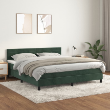 vidaXL sötétzöld bársony rugós ágy matraccal 160x200 cm ágy és ágykellék