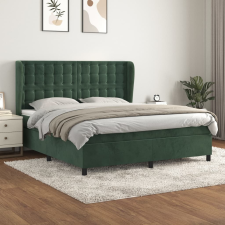 vidaXL sötétzöld bársony rugós ágy matraccal 160x200 cm ágy és ágykellék