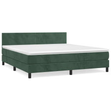 vidaXL sötétzöld bársony rugós ágy matraccal 160x200 cm (3141194) ágy és ágykellék