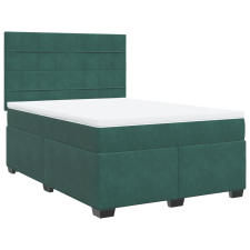 vidaXL sötétzöld bársony rugós ágy matraccal 160x200 cm (3290957) ágy és ágykellék